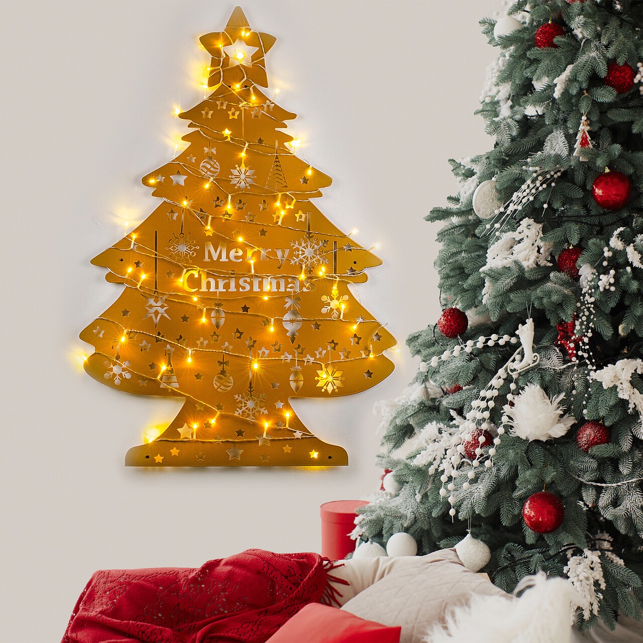 Decoratiune de luminoasa XMASGOLD-031, Tanelorn, 70x100 cm, metal, auriu - imagine 7